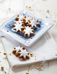 Image showing Homemade gingerbread star cookies for Christmas
