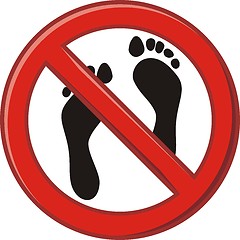 Image showing Prohibition of walking barefoot