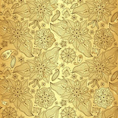 Image showing Gold lacy seamless pattern