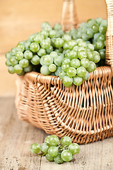 Image showing basket with fresh green grapes