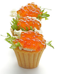 Image showing Tartlets with Red Caviar