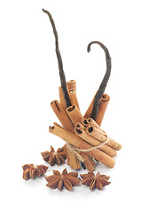 Image showing Cinnamon Sticks, Anise Star and Vanilla Pods