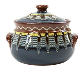 Image showing Blue clay pot