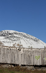 Image showing Snowy mountain and poster board