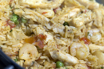 Image showing paella with chicken and seafood