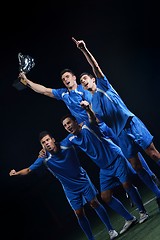 Image showing soccer players celebrating victory