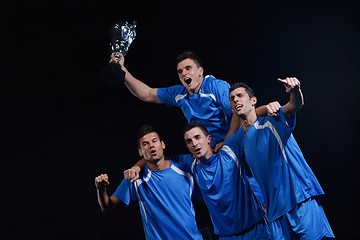 Image showing soccer players celebrating victory