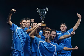 Image showing soccer players celebrating victory