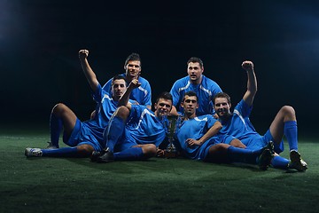 Image showing soccer players celebrating victory