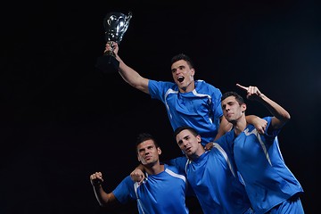 Image showing soccer players celebrating victory