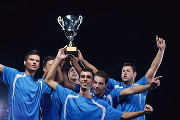 Image showing soccer players celebrating victory