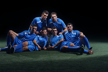 Image showing soccer players celebrating victory