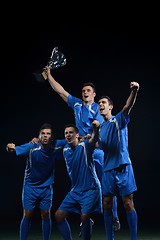 Image showing soccer players celebrating victory