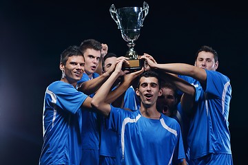 Image showing soccer players celebrating victory