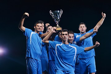 Image showing soccer players celebrating victory