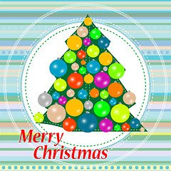 Image showing Christmas or new year tree with balls on abstract background