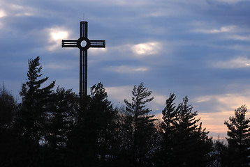 Image showing Catholic Cross on the Hill