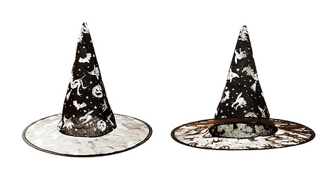 Image showing Black fabric witch hat for Halloween