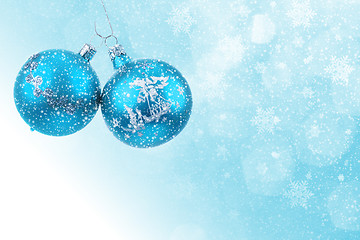 Image showing Blue christmas balls background 