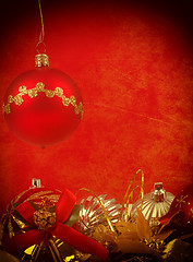 Image showing red grunge christmas balls background 