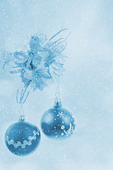 Image showing Blue christmas balls background 