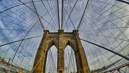 Image showing Magnificient structure of Brooklyn Bridge - New York City