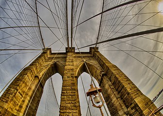 Image showing Magnificient structure of Brooklyn Bridge - New York City