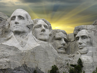 Image showing Colors of Sunset over Mount Rushmore, U.S.A.