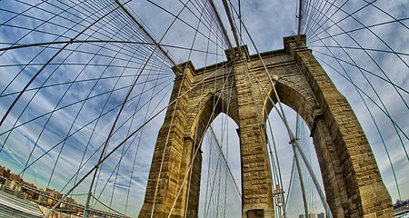 Image showing Magnificient structure of Brooklyn Bridge - New York City