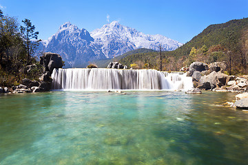 Image showing Blue Moon Valley landscape in mountains of Lijiang, China. 
