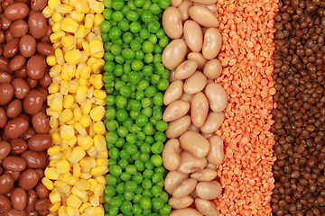 Image showing Collection of lentils, peas, beans and corn