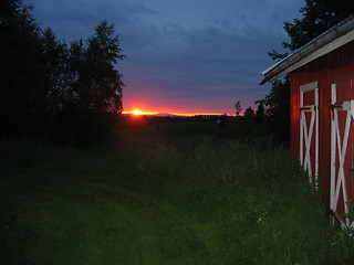 Image showing sunset by barn