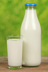 Image showing Milk in a bottle and in a glass
