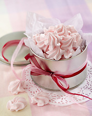 Image showing pink meringue cookies