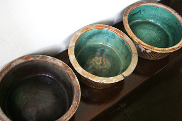 Image showing Green ceramic pots