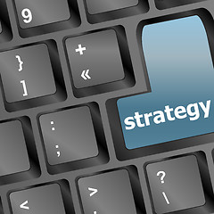 Image showing Strategy text symbol on keyboard - business concept
