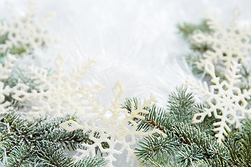 Image showing Snowy spruce branches