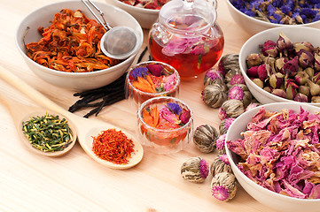 Image showing Herbal natural floral tea infusion with dry flowers