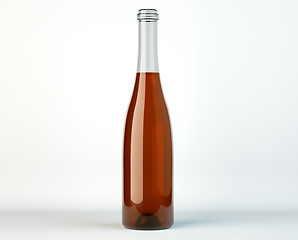 Image showing Uncorked bottle of white wine on white