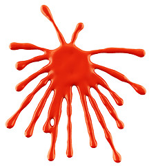 Image showing Splashes of red paint and ink isolated on white