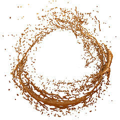 Image showing Hot chocolate or cocoa round shape splash isolated