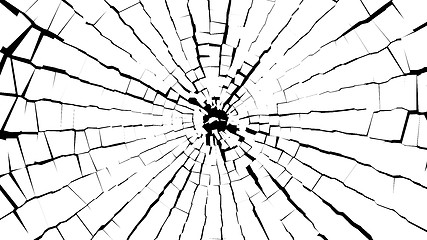 Image showing Abstract BW pieces of broken white glass over black