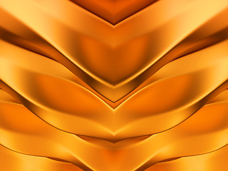 Image showing Golden abstract symmetric waves pattern