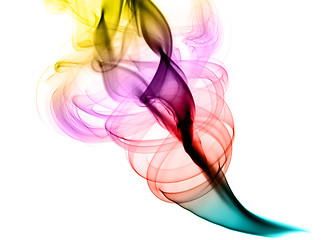 Image showing Colorful Abstract fume swirls on white