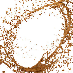 Image showing Hot chocolate or cocoa splash and droplets isolated 