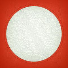 Image showing Red and white stitched circle shape on mock croc