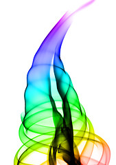 Image showing Gradient colorful puff of fume on white