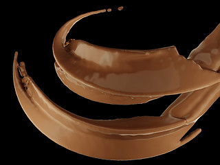 Image showing Hot drinks: chocolate or cocoa splash on black 