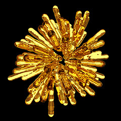 Image showing Golden frozen fluid columns in spherical abstract shape