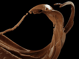 Image showing Hot chocolate or cocoa splash on black